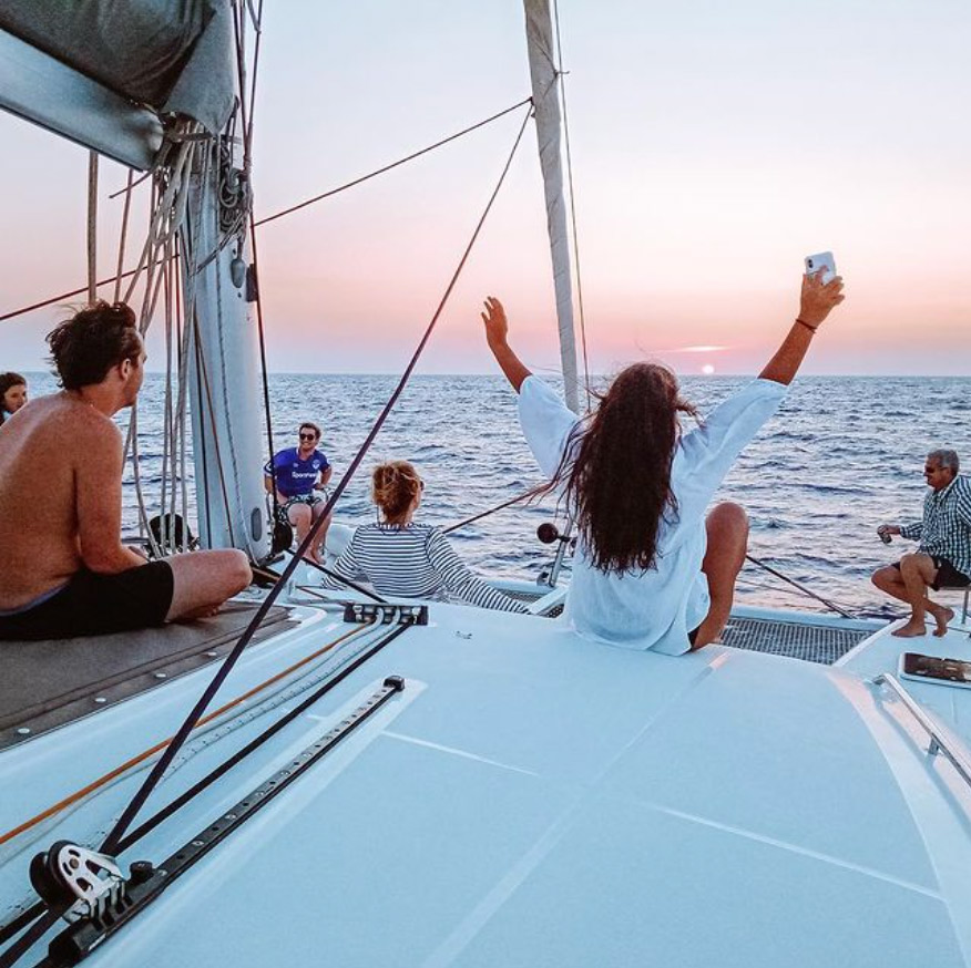 Santorini Sunset Catamaran Cruises - Luxury Cruises Santorini - Catamaran Sunset Cruise Santorini - Sunset Cruises Santorini